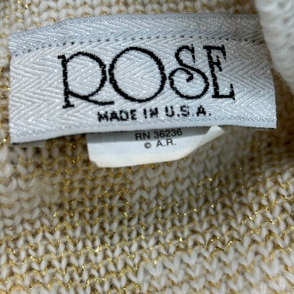 Vintage Rose Sweater white with gold snowflakes size 2XL - Picture 6 of 8